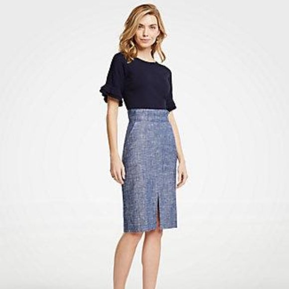 Ann Taylor Dresses & Skirts - ANN TAYLOR Pencil Skirt In Chambray Linen